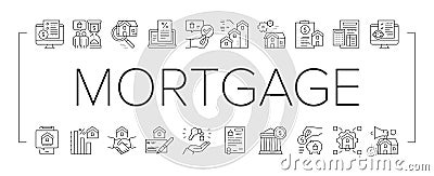 Mortgage Real Estate Collection Icons Set Vector . Vector Illustration