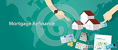 Mortgage refinance home house loan debt Vector Illustration