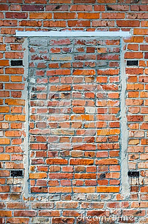 Mortgaged bricks window aperture Stock Photo