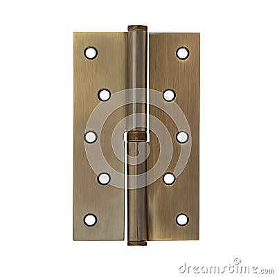 Mortise door hinge in classic bronze color, removable with ten self-tapping screws Stock Photo