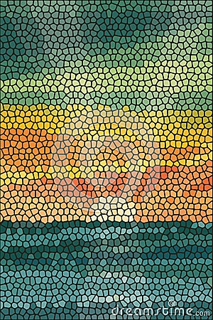 Mosaic abstract sea or ocean shore Vector Illustration