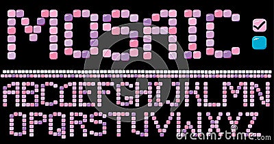 Mosaic alphabet - pink color Vector Illustration
