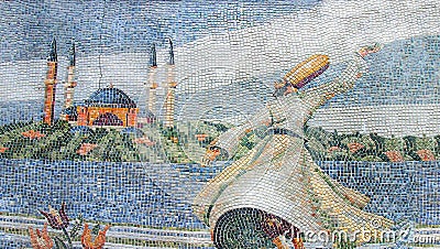 Mosaic on the ancient fountain in Istanbul Editorial Stock Photo