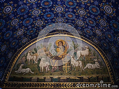 Mosaic in ancient Galla Placidia mausoleum Editorial Stock Photo