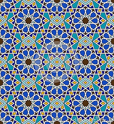Mosaic arabic seamless pattern with geometric ornament Vector Illustration