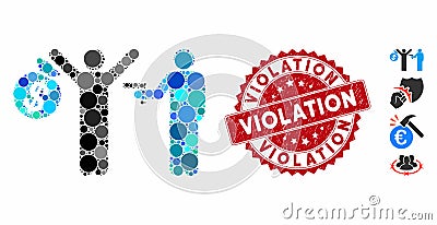 Mosaic Armed Robbery Icon with Grunge Violation Seal Vector Illustration