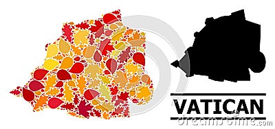 Autumn Leaves - Mosaic Map of Vatican Vector Illustration