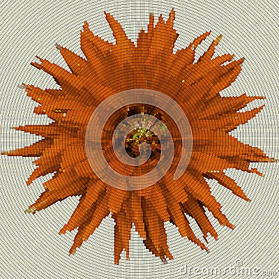 Mosaic background - flower. Brown flower on a yellow background. Vector illustration Vector Illustration