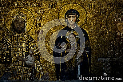 Mosaic in basilica Hagia Sophia, Istanbul, also called Ayasofya, now mosque, church was dedicated to the Holy Wisdom Stock Photo