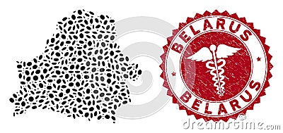 Mosaic Belarus Map with Scratched Medic Watermark Vector Illustration