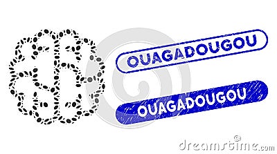 Oval Mosaic Brain with Scratched Ouagadougou Seals Stock Photo