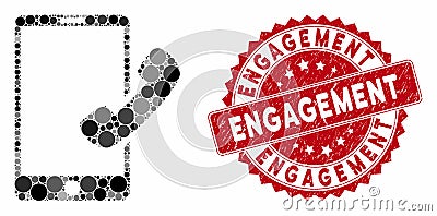 Mosaic Call Smartphone with Grunge Engagement Stamp Stock Photo