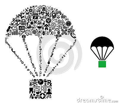 Mosaic Cargo Parachute of Medic Symbols Vector Illustration