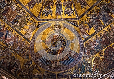 Mosaic ceiling of the Baptistry of San Giovanni, Florence Editorial Stock Photo