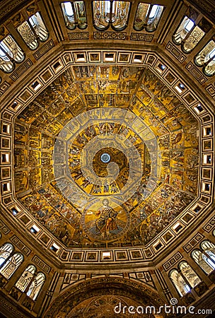 Mosaic ceiling: Italian Reinassance, St. John baptistery, Florence.. Editorial Stock Photo