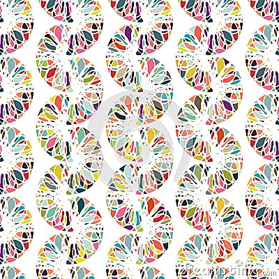 Mosaic chainlink vector pattern background. Colorful vertical rows of abstract interlocked style half moon shapes on Stock Photo