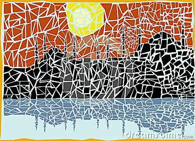 Mosaic city vector Vector Illustration