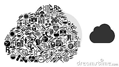 Mosaic Cloud of Health Care Icons Vector Illustration
