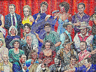 Mosaic Clusters of Famous Australian People Editorial Stock Photo