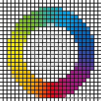 Mosaic of common rainbow colors spectrum circle Stock Photo