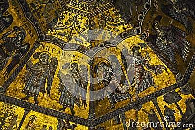 Detail of the Baptistery of Saint John inner Dome Mosaic, Florence Editorial Stock Photo