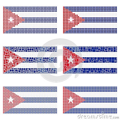 Mosaic Cuba flag set Vector Illustration