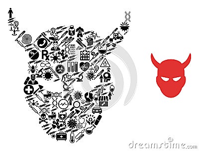 Mosaic Daemon Head from Healthcare Icons Vector Illustration