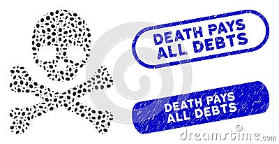 Elliptic Mosaic Death with Grunge Death Pays All Debts Seals Stock Photo