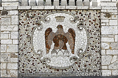Mosaic decorative detail on external wall Editorial Stock Photo
