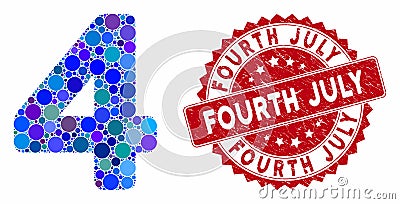 Mosaic 4 Digit with Grunge Fourth July Seal Stock Photo