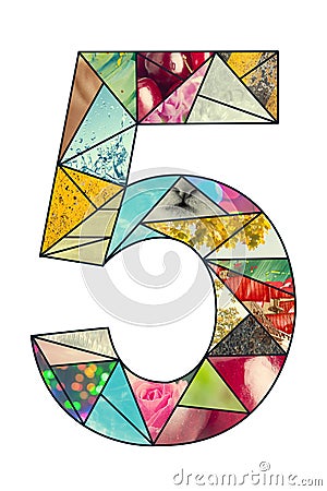 Mosaic digit 5 Stock Photo