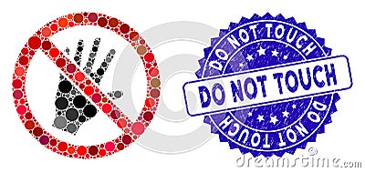 Mosaic Do Not Touch Icon with Scratched Do Not Touch Seal Stock Photo