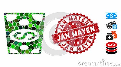 Mosaic Dollar Banknote Icon with Textured Jan Mayen Stamp Vector Illustration