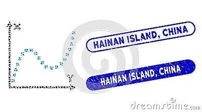 Ellipse Mosaic Dotted Plot with Textured Hainan Island, China Watermarks Vector Illustration