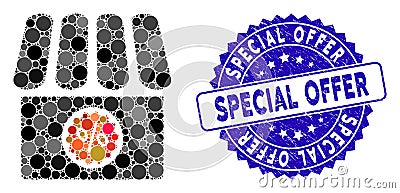 Mosaic Drugstore Sale Icon with Distress Special Offer Seal Vector Illustration