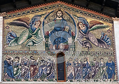 Mosaic on the facade of the Basilica of San Frediano Stock Photo