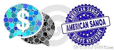Mosaic Financial Chat Icon with Distress American Samoa Seal Vector Illustration