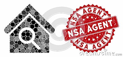 Mosaic Find Building with Scratched NSA Agent Seal Stock Photo