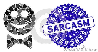 Mosaic Glad Waiter Icon with Grunge Sarcasm Seal Vector Illustration