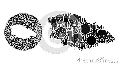 Flu Virus and Humans Collages for Gozo Island Map Vector Illustration