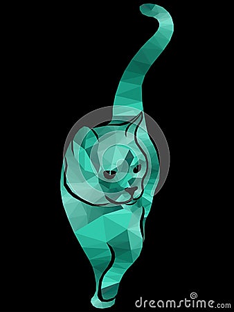 Mosaic of a graceful cat`s body Vector Illustration