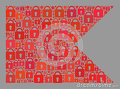 Guard Red Guidon Flag - Collage of Lock Icons Vector Illustration