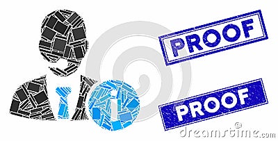Help Desk Manager Mosaic and Distress Rectangle Proof Stamp Seals Vector Illustration