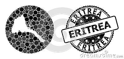 Mosaic Hole Round Map of Eritrea and Rubber Seal Vector Illustration
