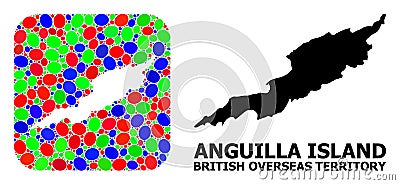 Mosaic Hole and Solid Map of Anguilla Island Vector Illustration