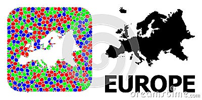 Mosaic Hole and Solid Map of Europe Vector Illustration