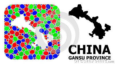 Mosaic Hole and Solid Map of Gansu Province Vector Illustration