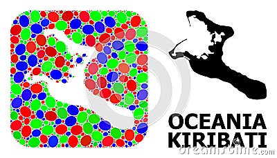 Mosaic Hole and Solid Map of Kiribati Island Vector Illustration