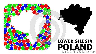 Mosaic Hole and Solid Map of Lower Silesia Province Vector Illustration