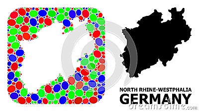 Mosaic Hole and Solid Map of North Rhine-Westphalia State Vector Illustration